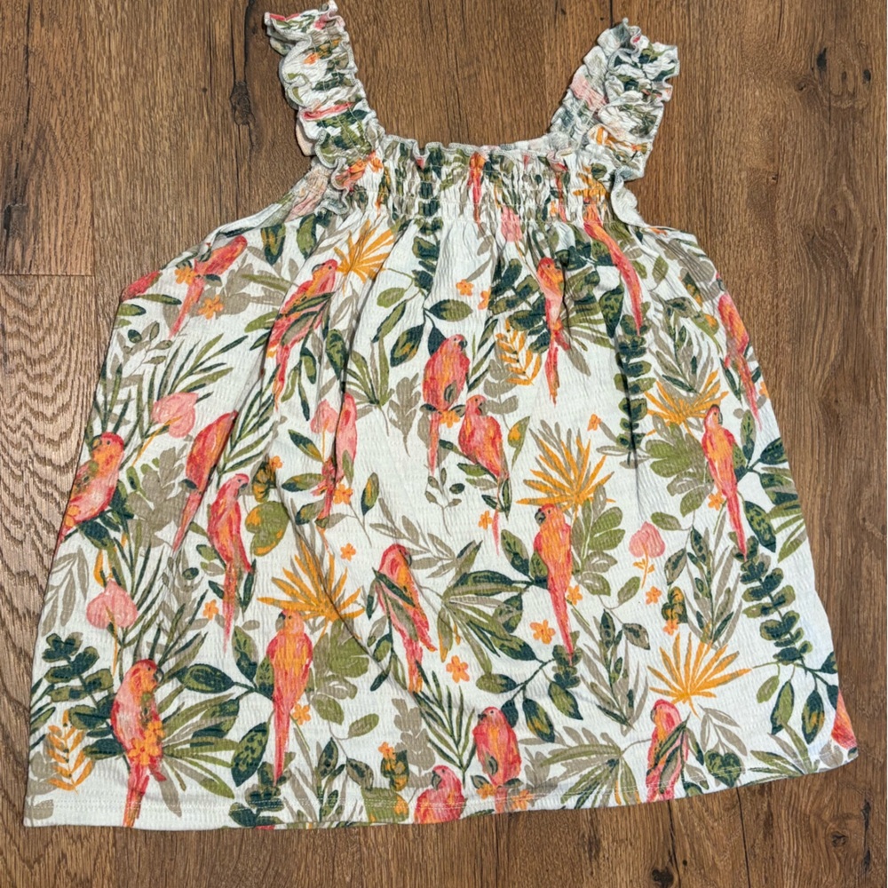 LC Lauren Conrad Multicolor Tropical Smocked Tank